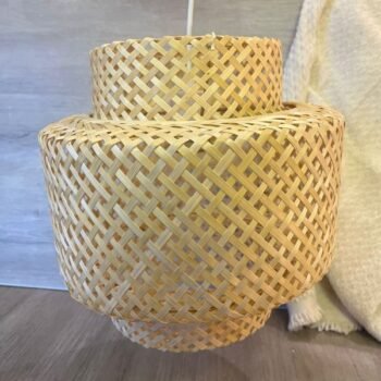 Colgante Artesanal Bali chica de caña de bambu natural de 30 x 30 cm