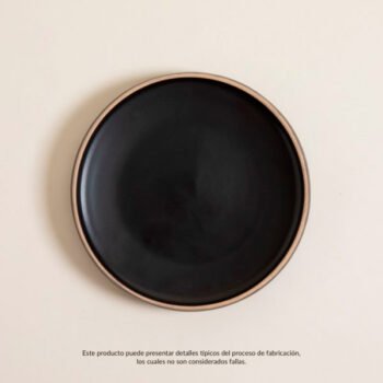Plato para postre de ceramica modelo Torun negro con borde natural 20 cm