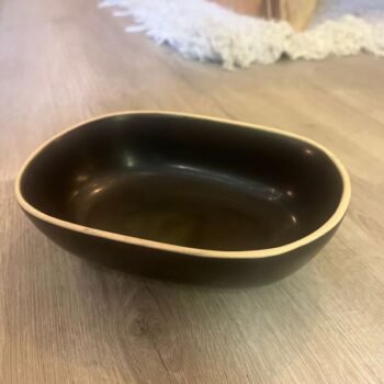 Set de 4 Bowls de ceramica Salad negro con borde natural de 18 x 13 x 5 cm