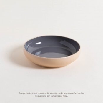 Plato hondo de ceramica modelo Kamii color gris y beige de 19 cm