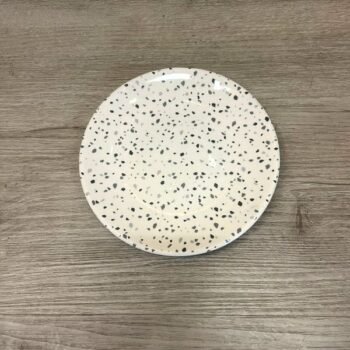 Plato para postres de ceramica Terrazo gris de 20 cm
