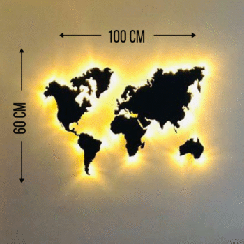 Figura Luminosa / Cuadro corporeo Mapamundi retro Iluminado de 1 x 0,60 mts