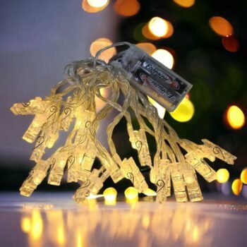 Guirnalda de 10 broches led luz calida a pilas 3 mts
