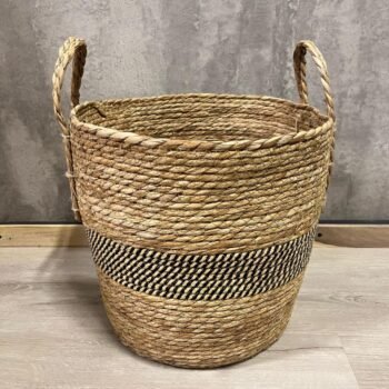 Canasto con asas de fibras naturales grande de 33 x 31 cm