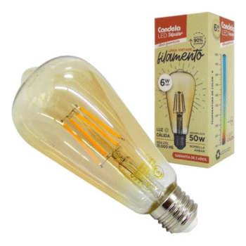 Lampara Vintage de Filamento LED 6W Modelo Edison ambar Candela