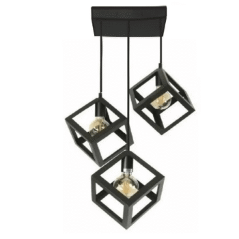 Colgante de 3 luces cubos Negros