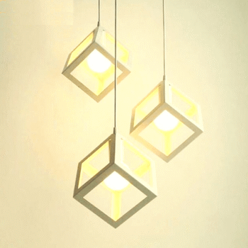 Colgante de 3 luces Cubos Blancos