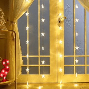 Cortina de estrellas chicas luz led calida 1 x 2 Mts