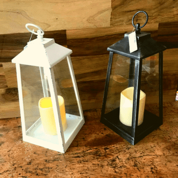 Farol Fanal con vela led en blanco o negro de 34 cm
