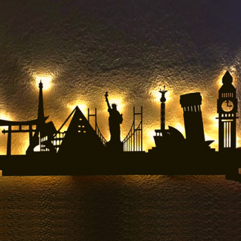 Figura Luminosa / Cuadro corporeo capitales del mundo retro iluminado