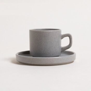 Juego de taza y plato de ceramica Net Granite