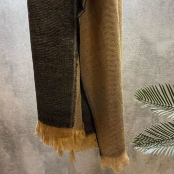 Ruanas pashminas de lana con polyester beige y gris de 70 x 190 cm