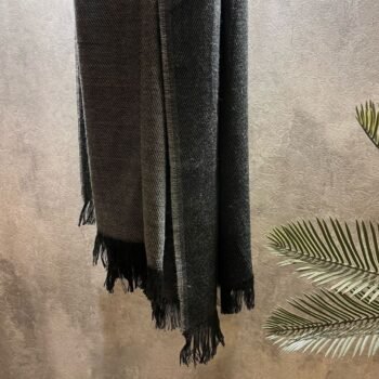 Ruanas pashminas de lana con polyester negra y gris de 70 x 190 cm