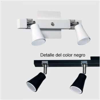 Spot / aplique de pared regleta metalizado para 2 dicroicas led modelo Dublin en negro o blanco