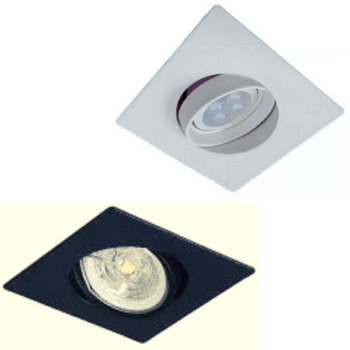 Spot de Embutir P/ Dicroica de PVC Cuadrado Color Blanco o Negro Incluye Zocalo