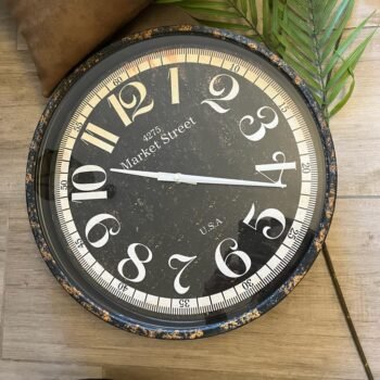 Reloj de pared vintage de metal con frente de vidrio 39 x 39 x 5 cm