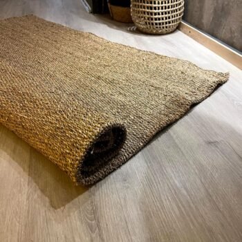 Alfombra de hilos de yute natural rectangular de 160 x 200 cm