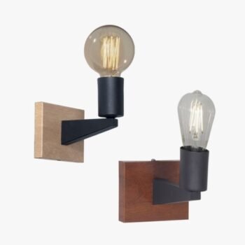 Aplique de pared con base simil madera modelo Lucca en tono oscuro o claro