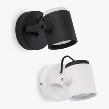 Aplique de pared spot combinado de PVC para 1 dicroica de 15 x 10 cm