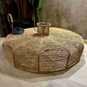 Colgante artesanal Aruba Brown de fibras naturales y estructura metalica de 70 cm