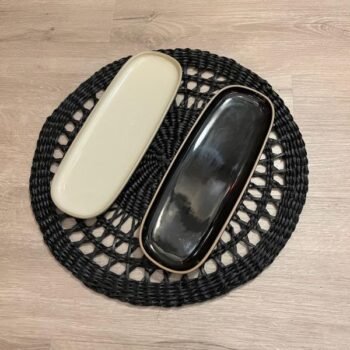 Plato bandeja Budapest de ceramica gris o negra de 26 x 9 cm
