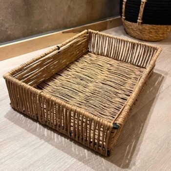 Bandeja rectangular de hilos craft con estructura de metal de 36 x 26 x 9 cm