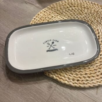 Bandeja de porcelana estampada Family Farm de 23 x 13 cm