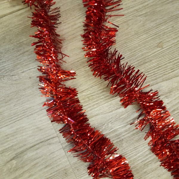 Boa / lameta guirnalda de navidad de 2 mts roja lisa