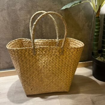Bolso tote bag de fibras naturales con manijas de yute  45 x 35 cm