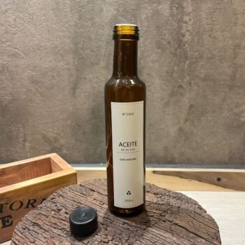 Botella de vidrio ambar para aderezo aceite de oliva de 250 cc