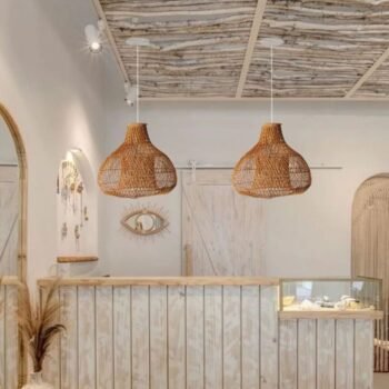 Colgante artesanal Burak de ratan natural de 60 x 54 cm