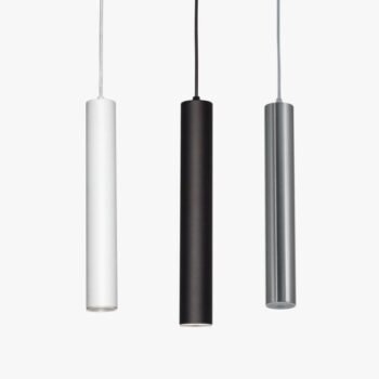 Colgante metal minimalista tubo de 35 cm disponible en blanco, negro o platil