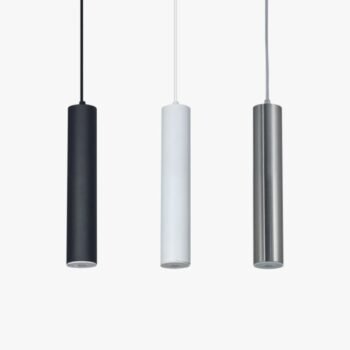 Colgante metal minimalista tubo de 20 cm disponible en blanco, negro o platil