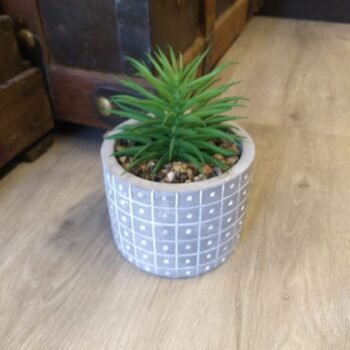 Maceta decorativa de cemento con suculenta artificial Modelo Domino