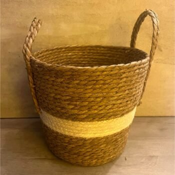 Canasto con asas de fibras naturales mediano de 31 x 27 cm