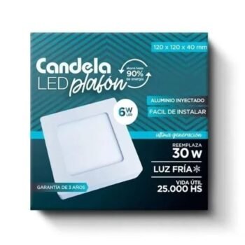 Plafon de aplicar Candela 6W cuadrado luz Calida o Fria