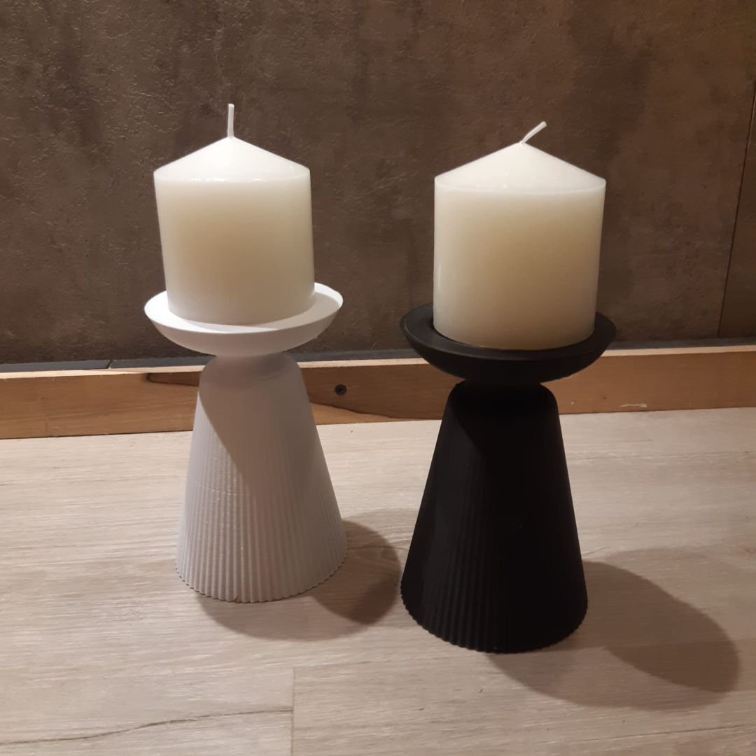 Candelabro nordico estilo japandi en PLA de 10 x 14 cm