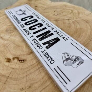 Cartel de madera con lamina de alta calidad modelo Cocina 28 x 8 cm