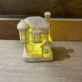 Casita nevada de navidad con luz a pila de 5 x 7 cm