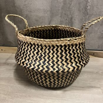 Canasto estilo vietnamita combinado natural y negro mediano de 30 x 35