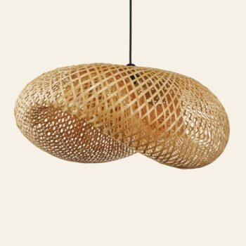 Colgante artesanal Augusta de caña de bambu natural grande de 80 x 60 cm