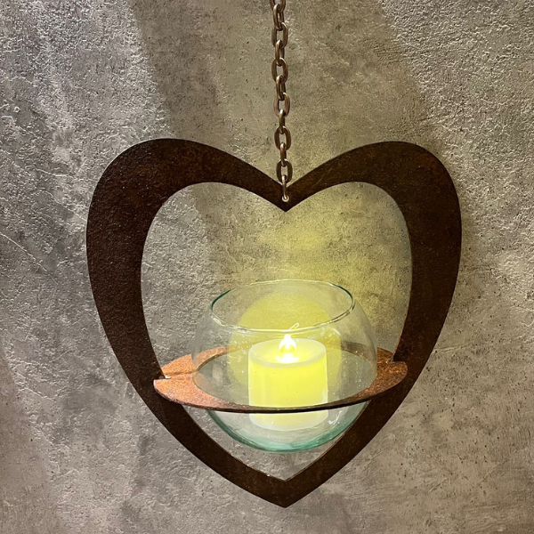 Colgante Corazon Decorativo Hierro color Oxido
