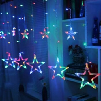 Cortina de estrellas grandes multicolor 3 x 0.80 mts