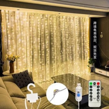 Cortina alambre led de 3 x 3 mts con control remoto
