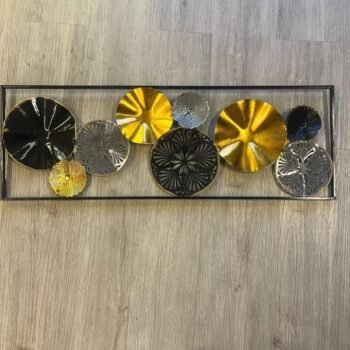 Cuadro friso decorativo de metal para pared en tonos dorados 90 x 30 cm