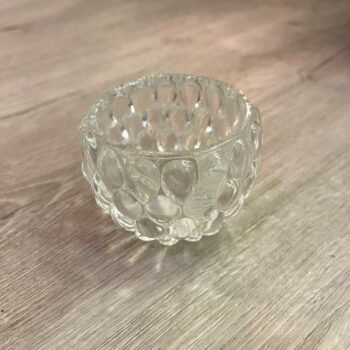 Posa vela semi esfera chico de vidrio labrado gotas de 7 x 6 cm