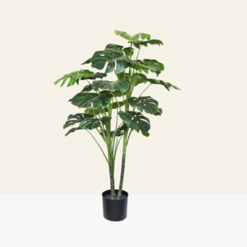 Planta con hojas artificiales de monstera de 120 cm en maceta