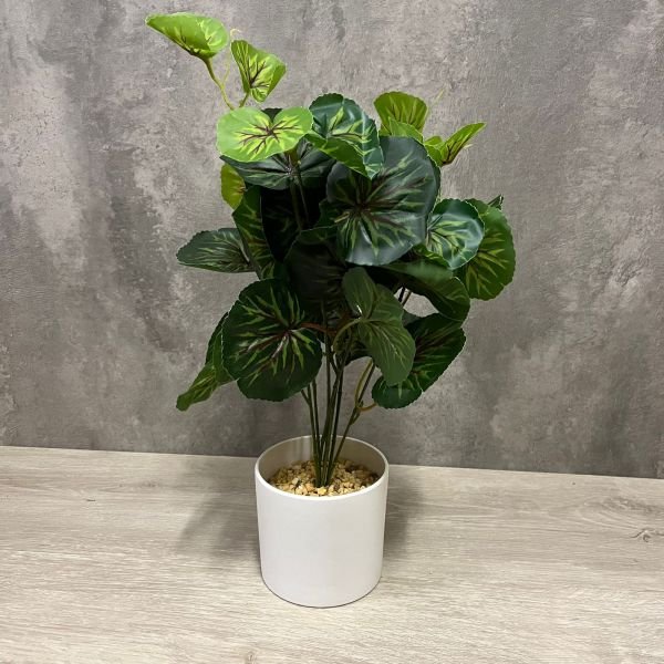 Planta artificial con hojas tipo Malvon de 45 cm en maceta