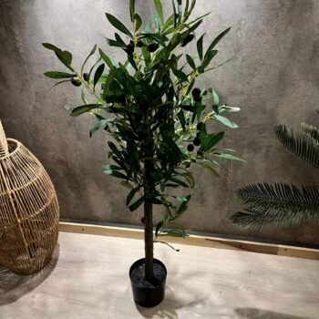 Planta arbol de olivo artificial de 95 cm en maceta negra