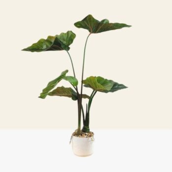 Planta con hojas artificiales de 70 cm en maceta blanca